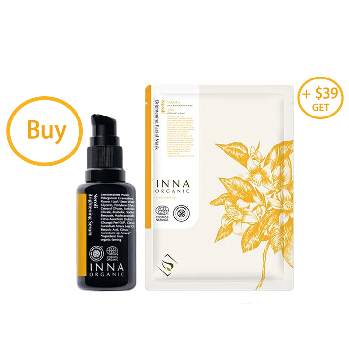 【精選優惠】購買Inna Organic橙花光采嫩白精華即可以$39加購橙花光采嫩白隱形面膜