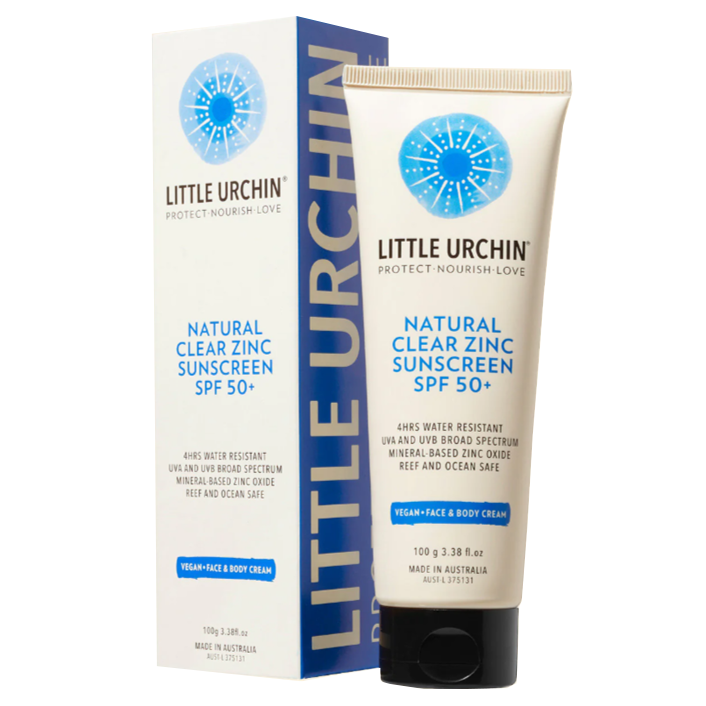 LITTLE URCHIN Natural Clear Zinc Sunscreen, SPF 50+, 100g