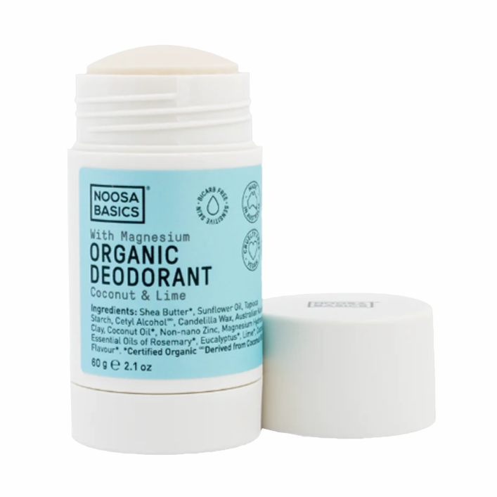 Noosa Basics Organic Deodorant Stick with Magnesium / Bi-Carb Free (For Sensitive Skin) - Coconut & Lime 60g ℮ 2.1 oz