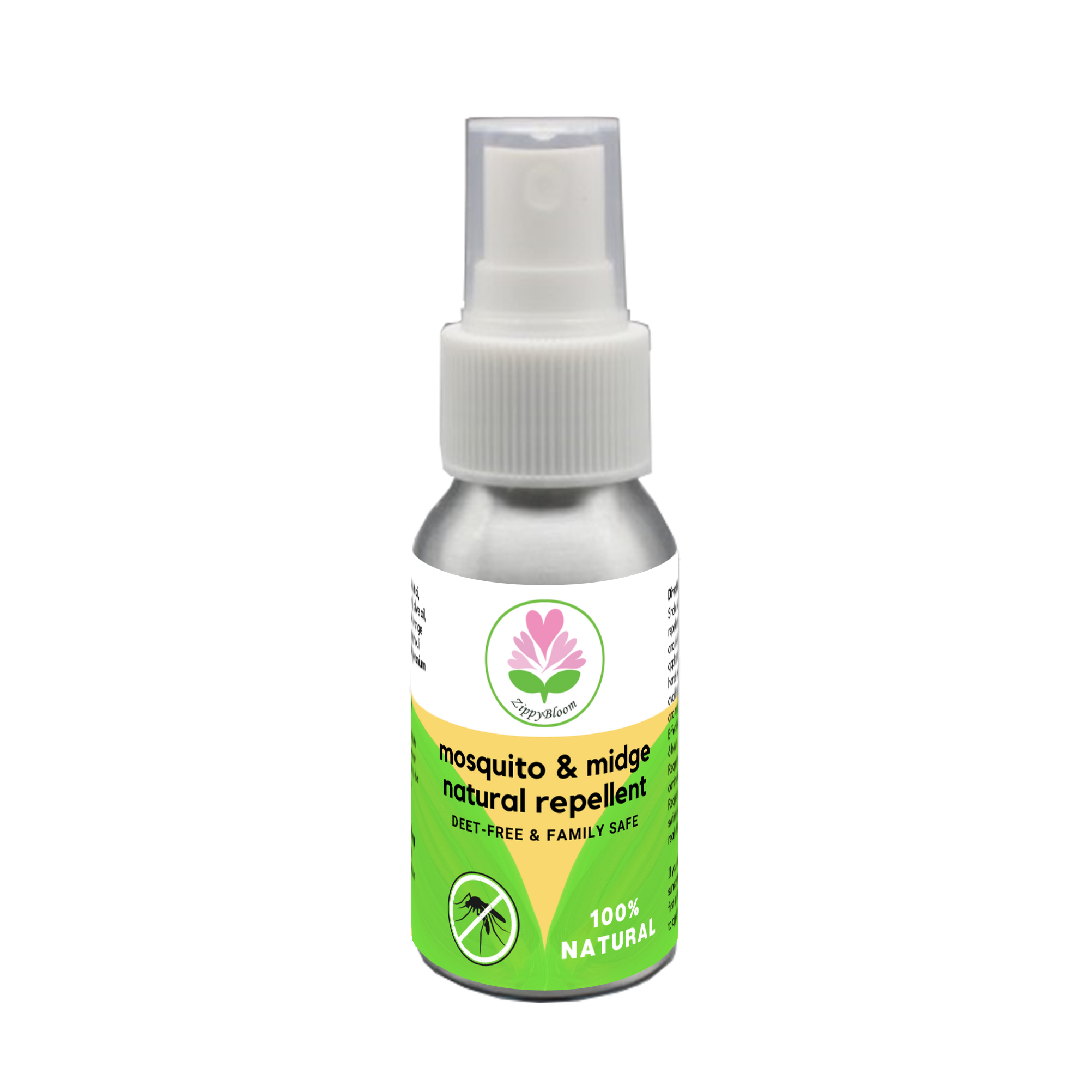 ZippyBloom Mosquito & Midge Natural Repellent(Plant-Based, No Deet, Alcohol Free) Pump Spray 50ml